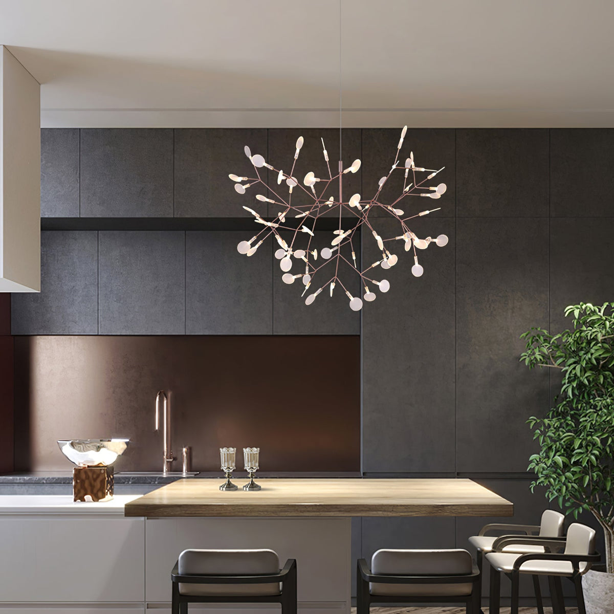 Lampadario LED Firefly in Oro Rosa
