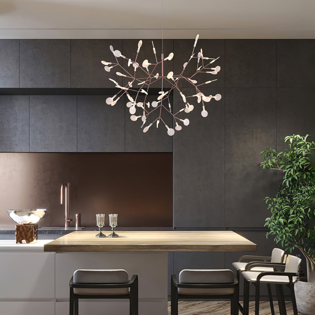 Lampadario LED Firefly in Oro Rosa