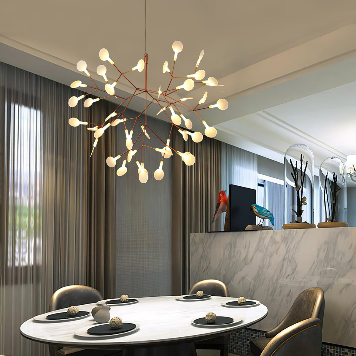 Lampadario LED Firefly in Oro Rosa