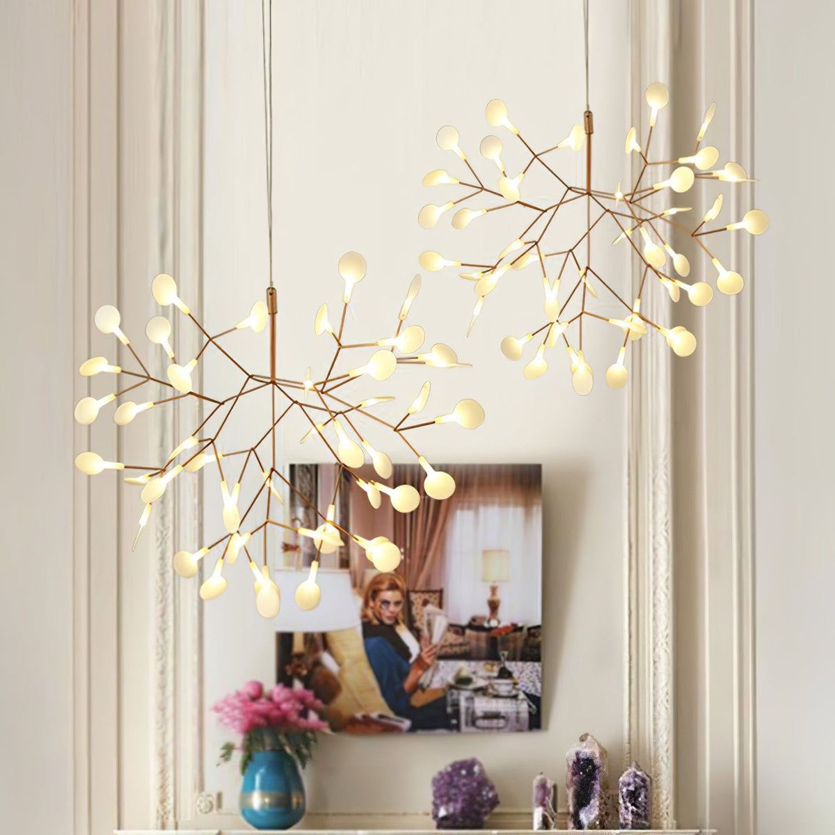 Lampadario LED Firefly in Oro Rosa