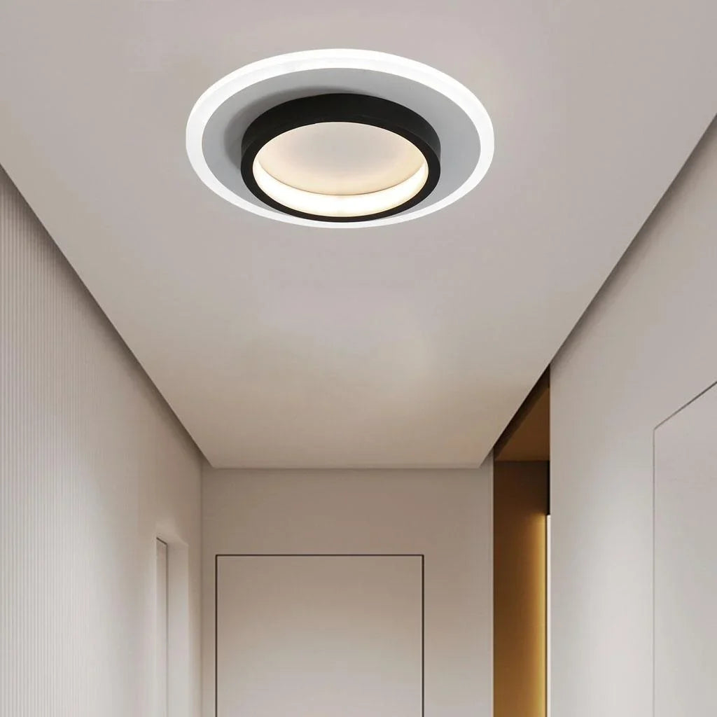 Lampada da soffitto moderna rotonda in metallo e acrilico