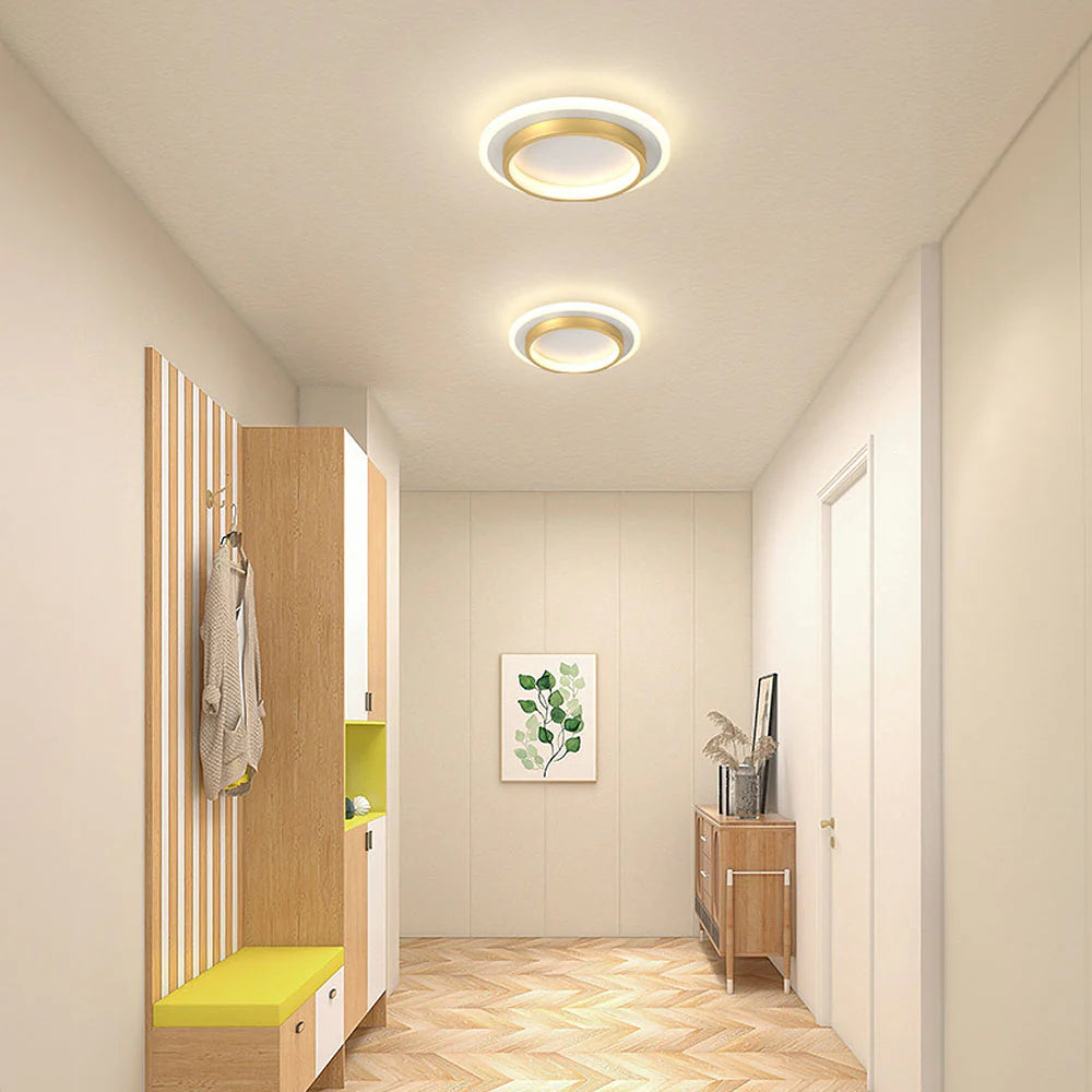 Lampada da soffitto moderna rotonda in metallo e acrilico