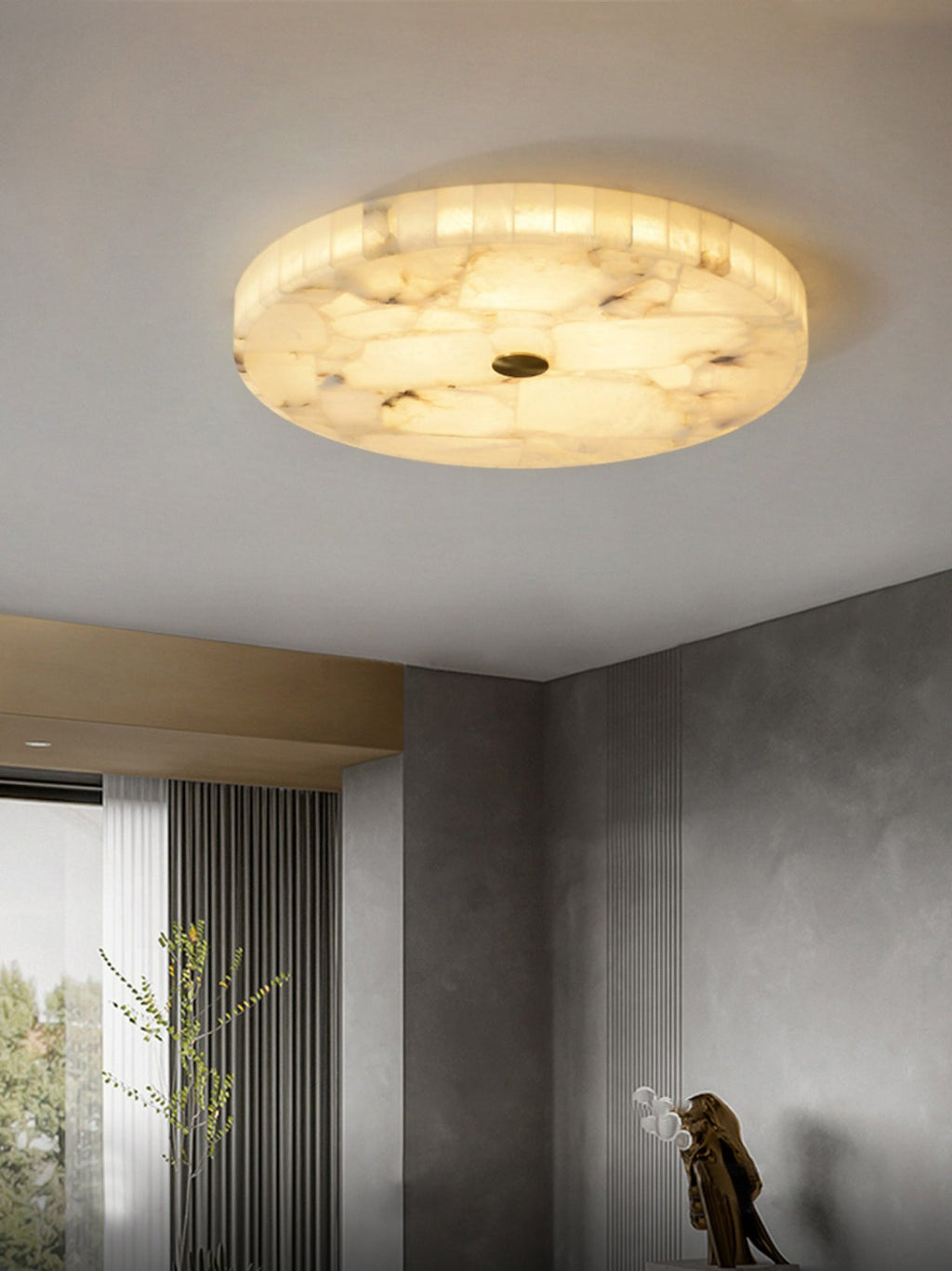 Lampada da soffitto in alabastro mosaico rotondo