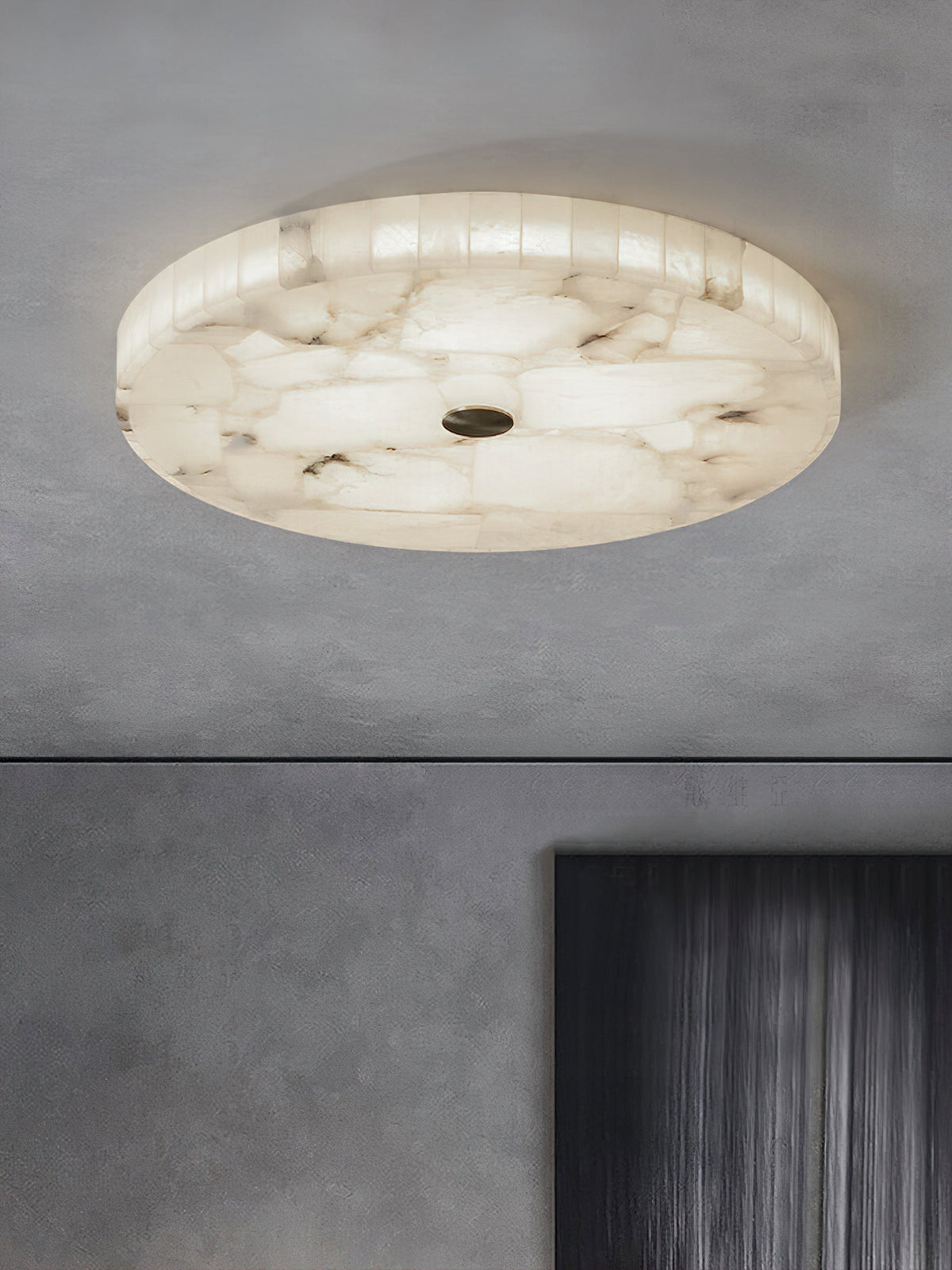 Lampada da soffitto in alabastro mosaico rotondo