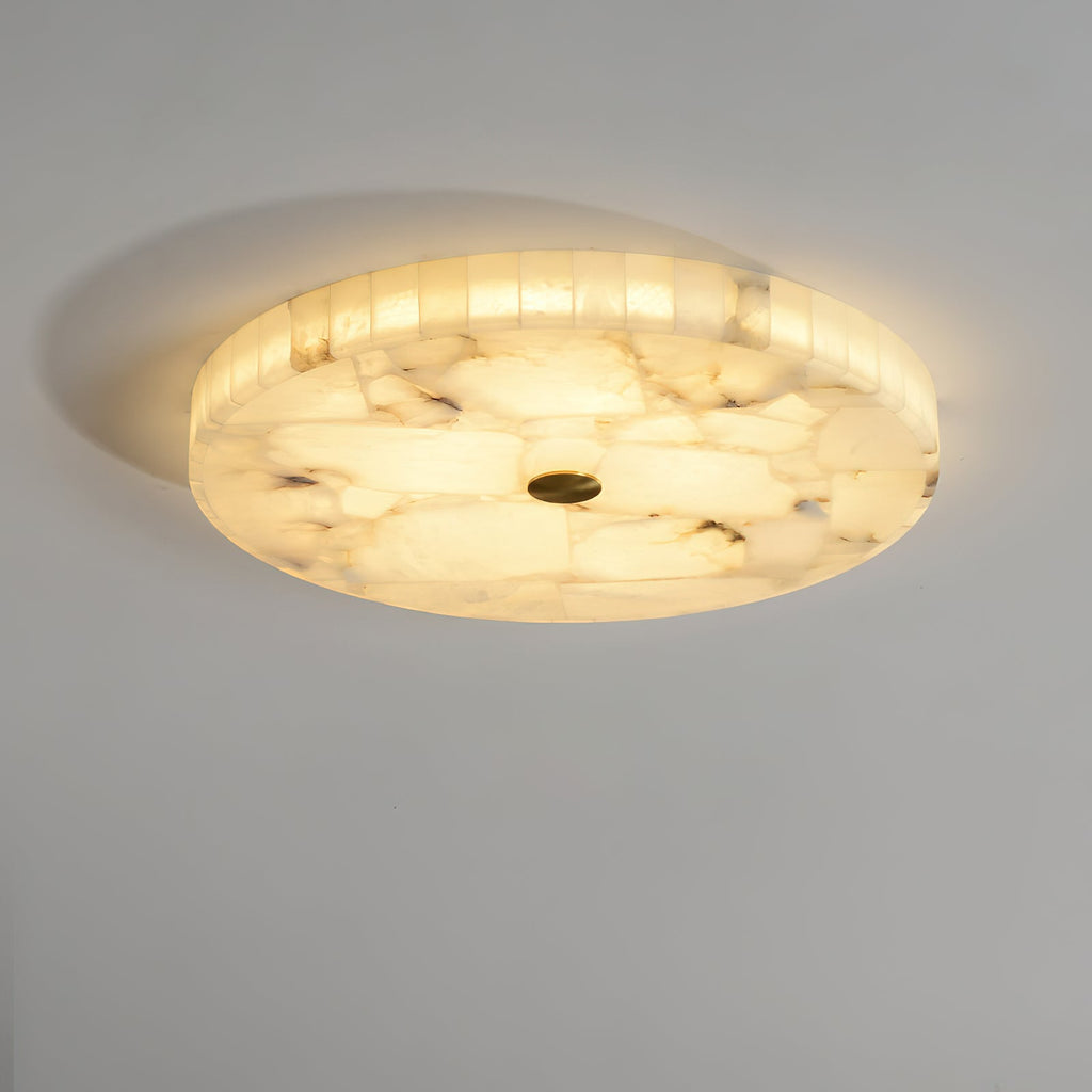 Lampada da soffitto in alabastro mosaico rotondo