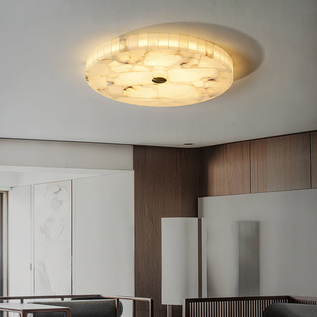 Lampada da soffitto in alabastro mosaico rotondo