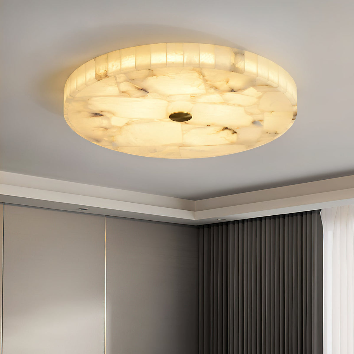 Lampada da soffitto in alabastro mosaico rotondo