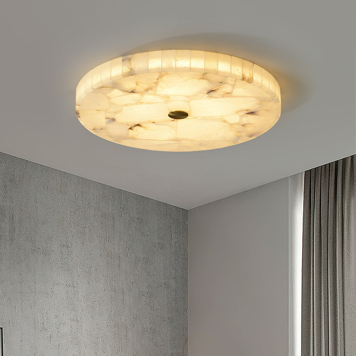 Lampada da soffitto in alabastro mosaico rotondo