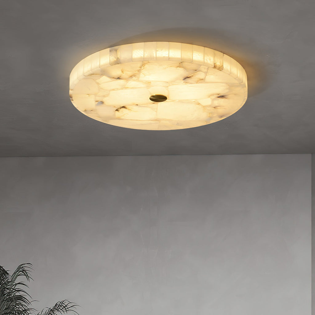 Lampada da soffitto in alabastro mosaico rotondo