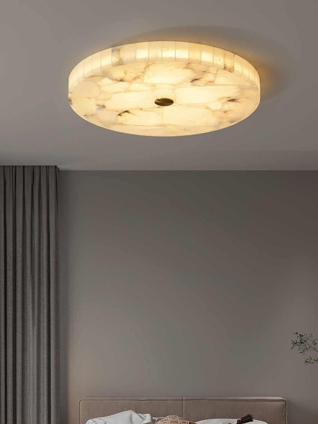 Lampada da soffitto in alabastro mosaico rotondo