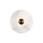 Lampada da Parete Rotonda in Alabastro con Finitura in Ottone