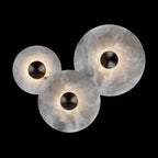 Lampada da Parete Rotonda in Alabastro con Finitura in Ottone