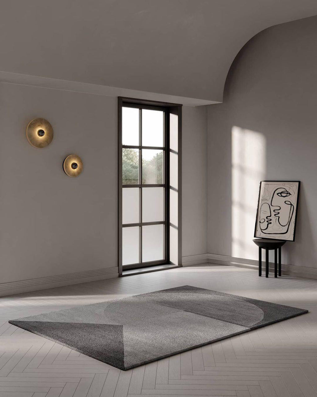 Lampada da Parete Rotonda in Alabastro con Finitura in Ottone