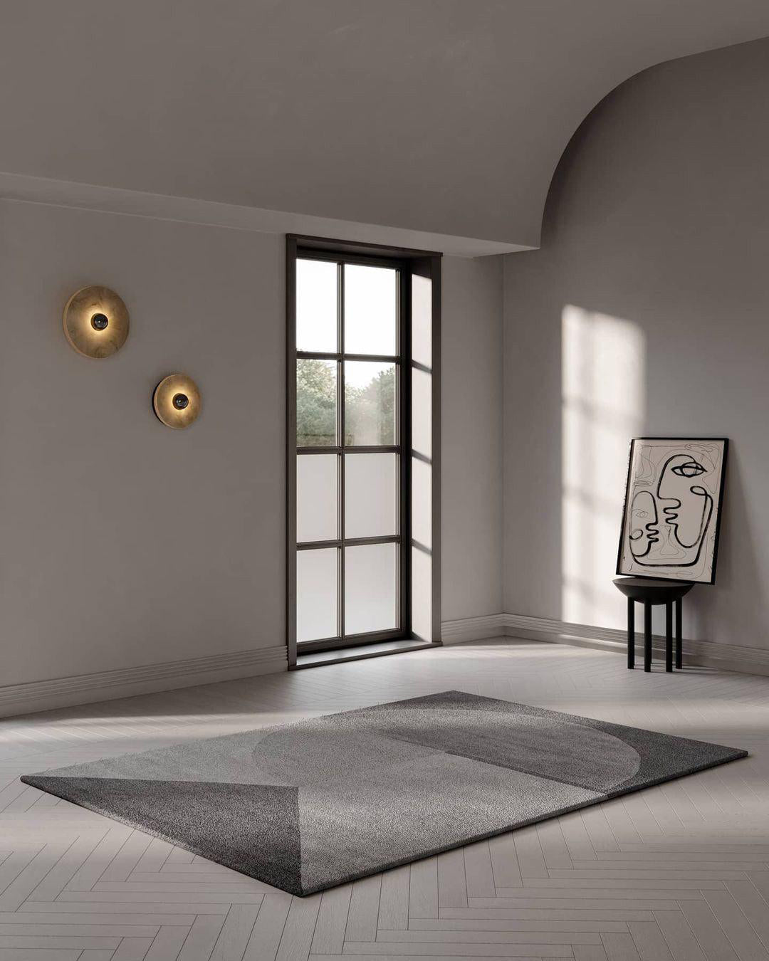 Lampada da Parete Rotonda in Alabastro con Finitura in Ottone