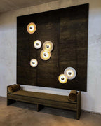 Lampada da Parete Rotonda in Alabastro con Finitura in Ottone