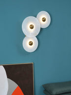 Lampada da Parete Rotonda in Alabastro con Finitura in Ottone