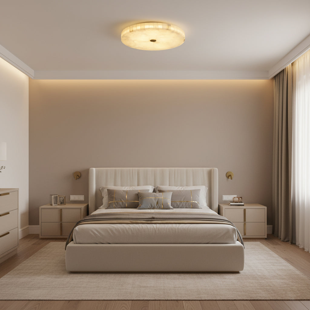 Lampada da soffitto in alabastro mosaico rotondo