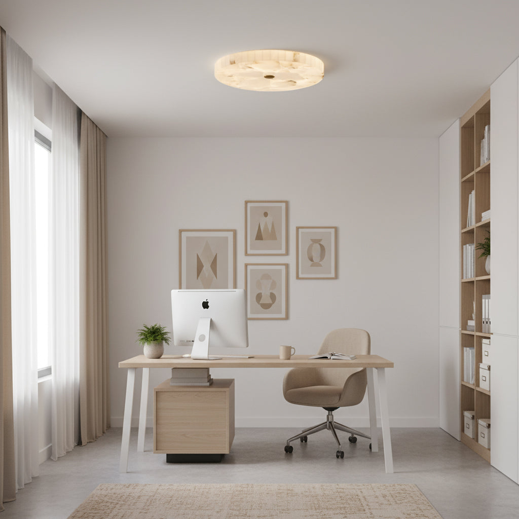 Lampada da soffitto in alabastro mosaico rotondo