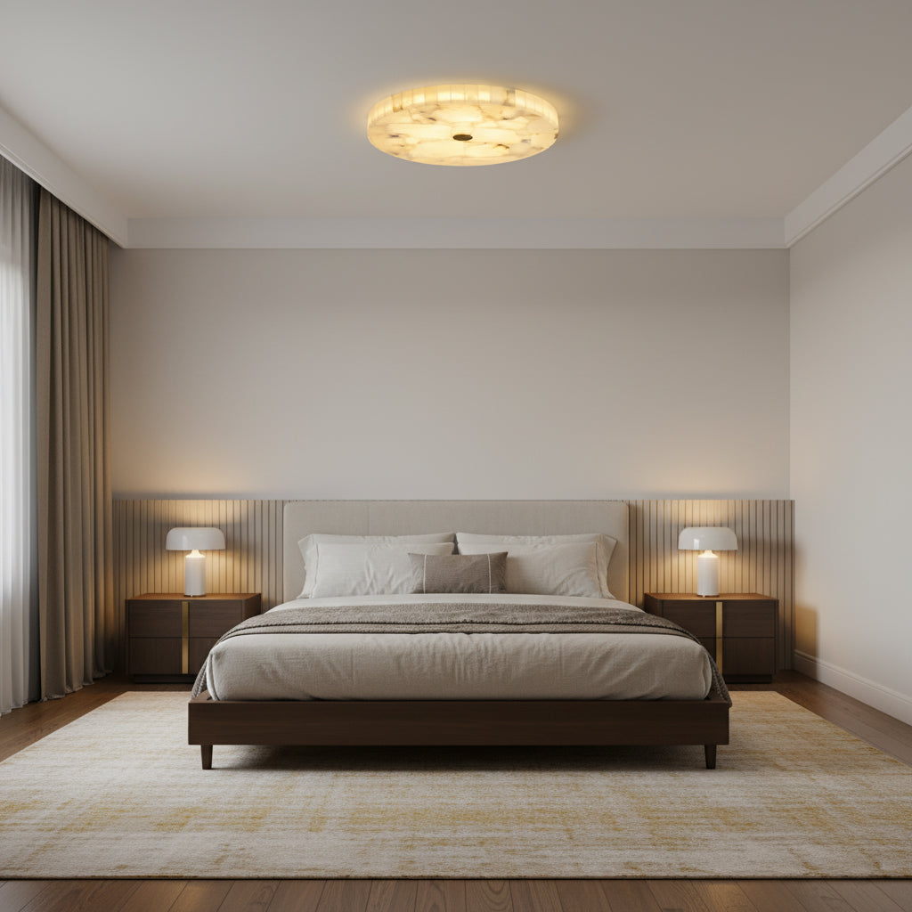 Lampada da soffitto in alabastro mosaico rotondo