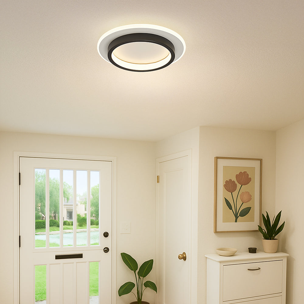 Lampada da soffitto Rouson – LED – Bianco – Ø 30 cm – Design moderno per soggiorni e corridoi
