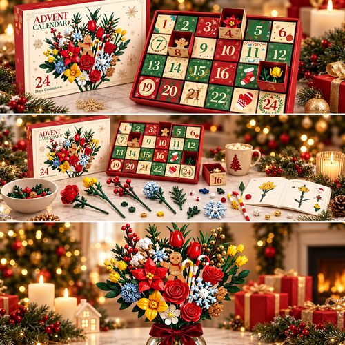 "Bloom & Build" calendario dell'avvento – Costruisci il tuo bouquet di Natale magico