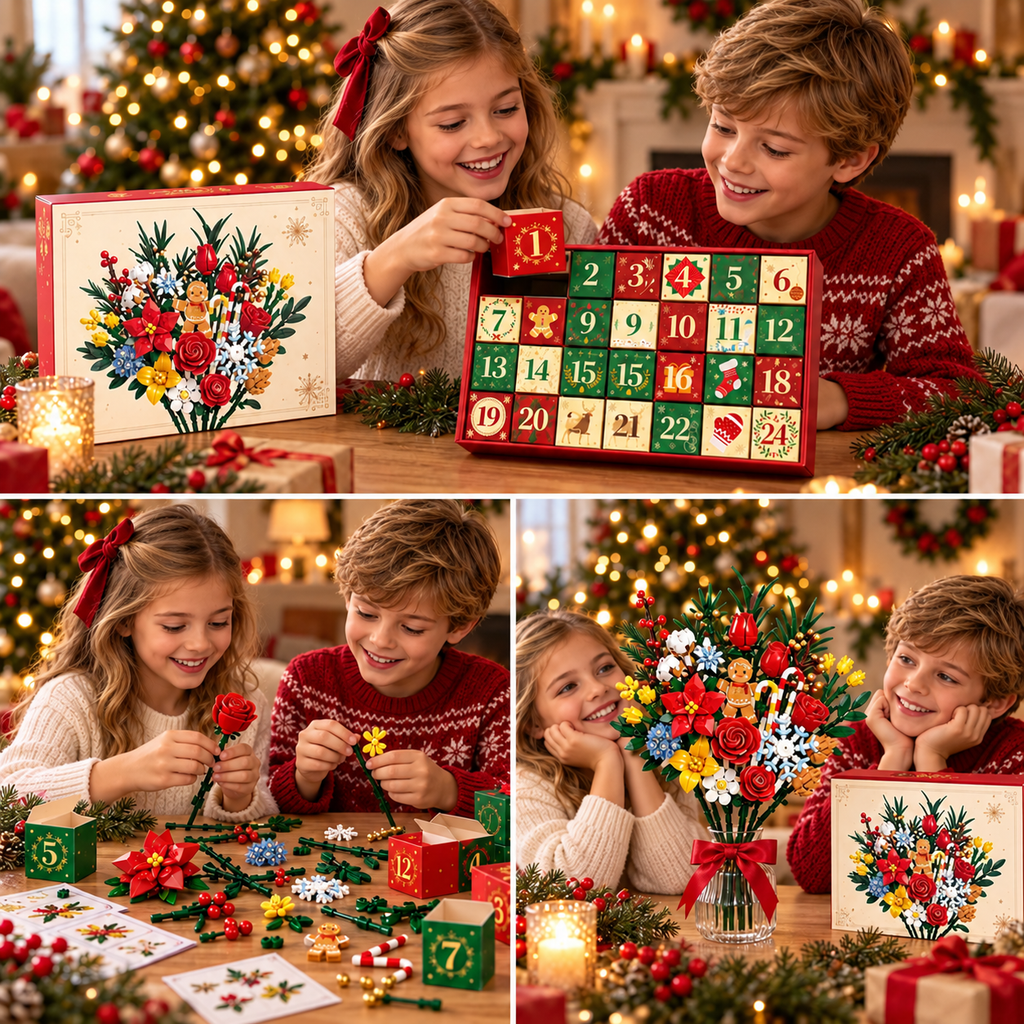 "Bloom & Build" calendario dell'avvento – Costruisci il tuo bouquet di Natale magico