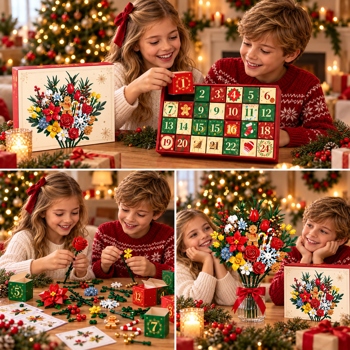 "Bloom & Build" calendario dell'avvento – Costruisci il tuo bouquet di Natale magico