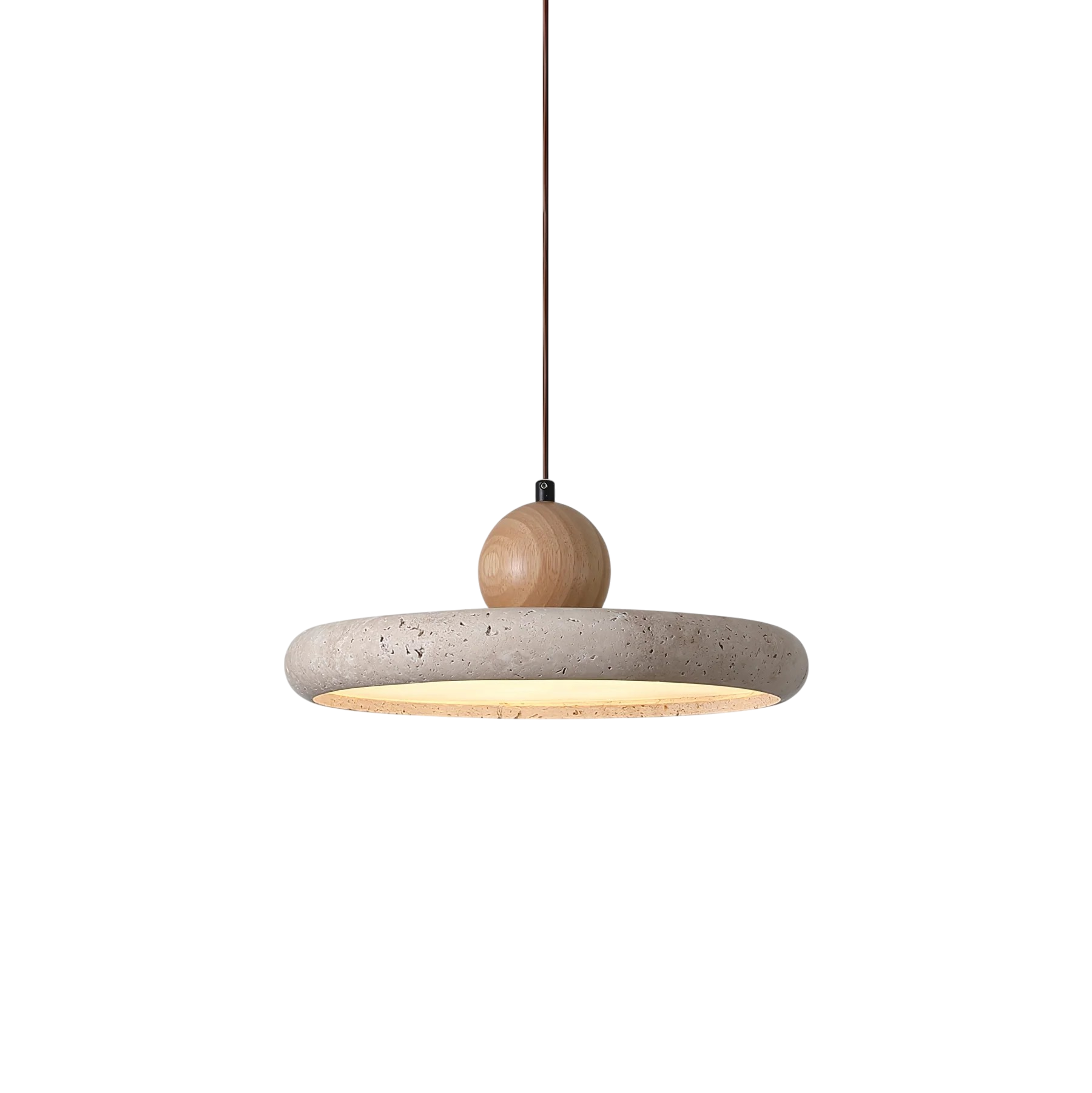 Lampada a sospensione in Travertino Rustico con Accento in Legno