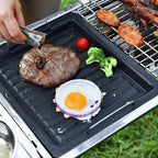 Piastra Grill in Ghisa Feurossa Piastra Ribaltabile | Per Grill a Gas & Fornelli | 25 × 30 cm | Per Pizza, Carne, Verdure & Pesce
