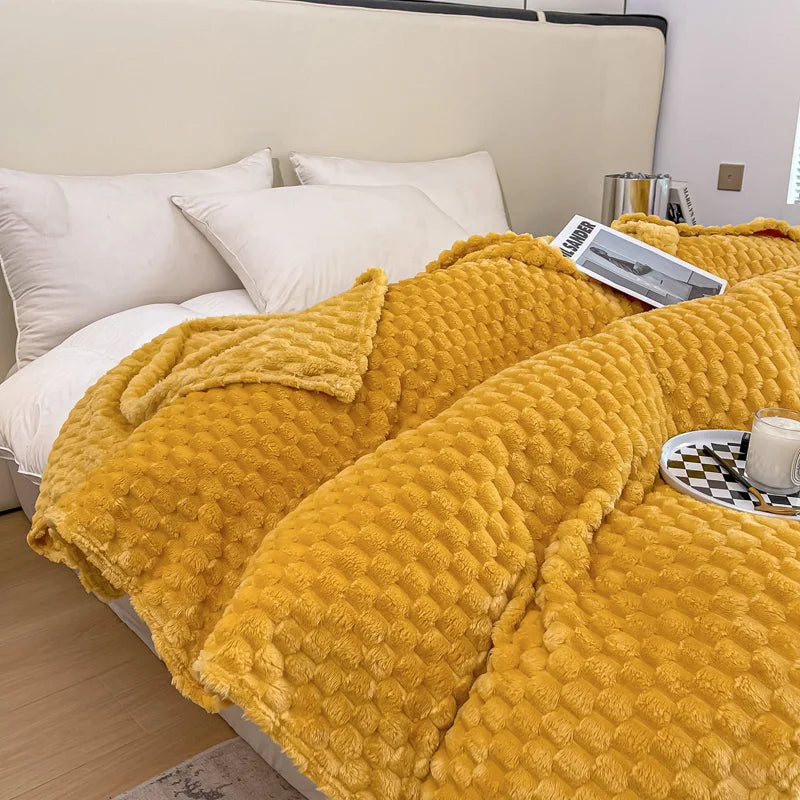 Caelidra - Coperta in Velluto a Righe Calda e Accogliente per Divano e Letto