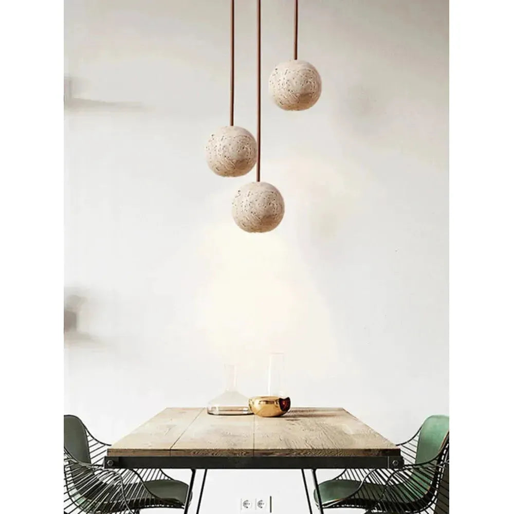 Lampada a sospensione in Travertino – Lampada a sospensione LED rotonda minimalista in stile Wabi-Sabi