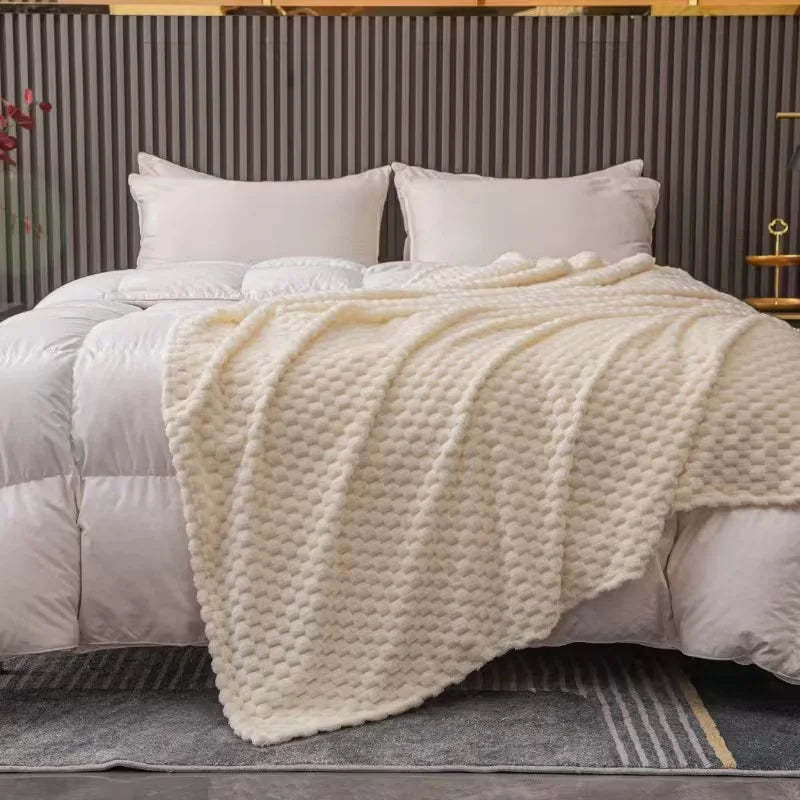 Caelidra - Coperta in Velluto a Righe Calda e Accogliente per Divano e Letto