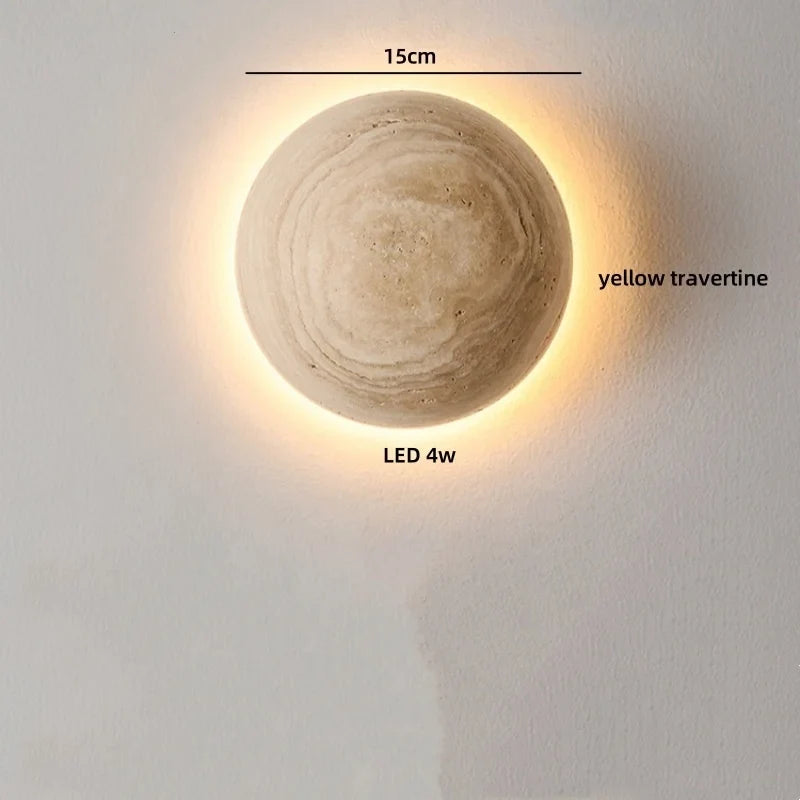 TerraLume Wabi-Sabi Travertino Lampada da Parete LED