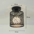 VintageIron Lamp - Lampada da soffitto in metallo retro con gabbia