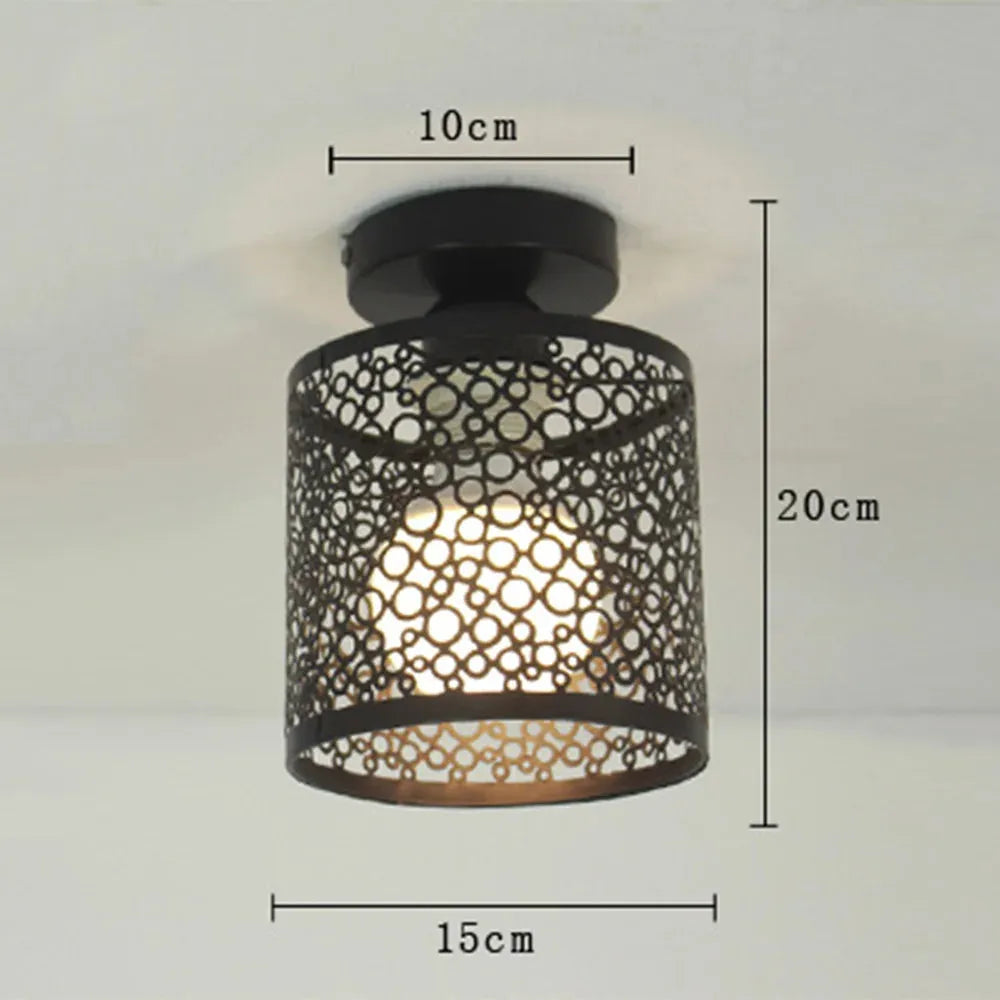 VintageIron Lamp - Lampada da soffitto in metallo retro con gabbia