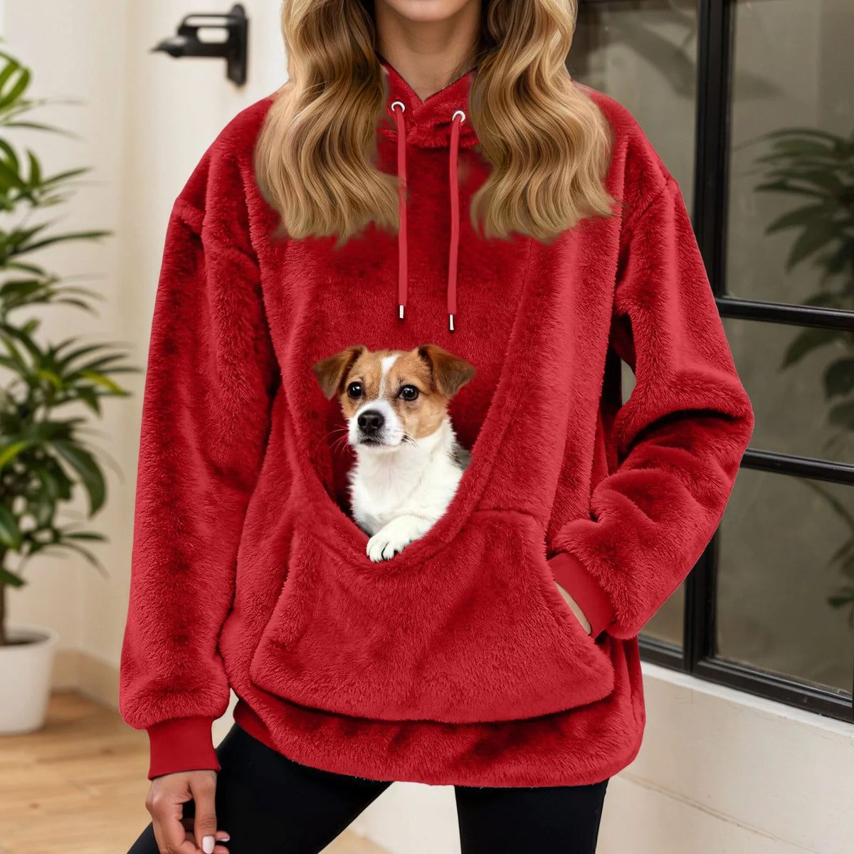 Felpa Oversized in Fleece con Tasca a Marsupio – Maglione Caldo da Donna per Casa
