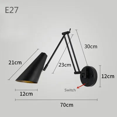 LUXARM Lampada da Parete Regolabile con Braccio Lungo