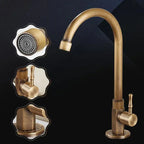 SwanFlow - rubinetto da cucina in ottone anticato con elegante design a collo di cigno