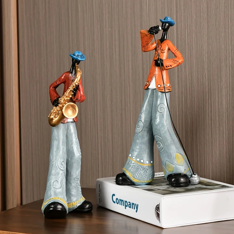 EchoNote – Figura di jazzband in resina per arredamento musicale ispirato al vintage