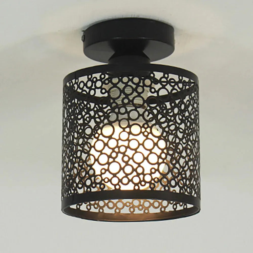 VintageIron Lamp - Lampada da soffitto in metallo retro con gabbia