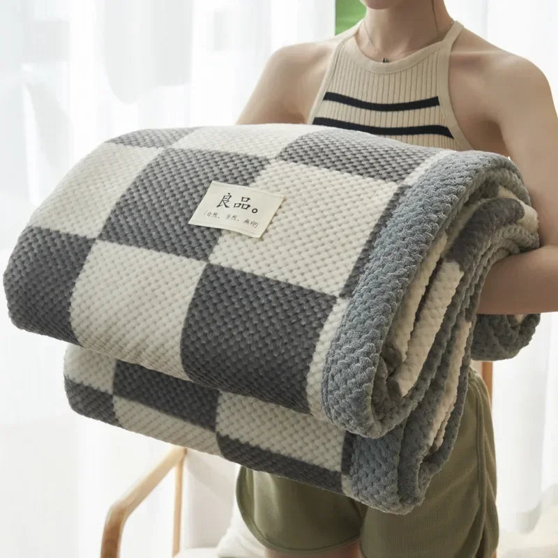 Coperta a Righe – Plaid Morbido per Divano e Letto con Motivo a Quadri Classico