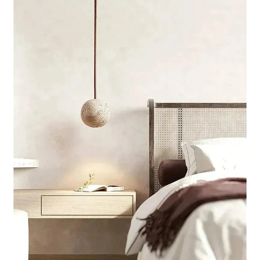 Lampada a sospensione in Travertino – Lampada a sospensione LED rotonda minimalista in stile Wabi-Sabi