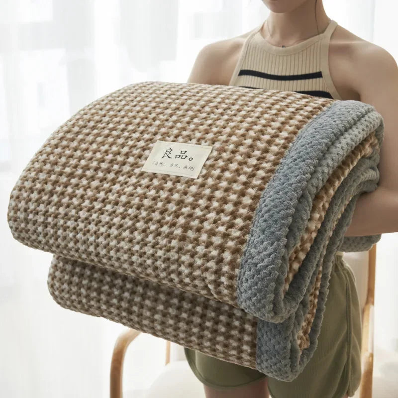 Coperta a Righe – Plaid Morbido per Divano e Letto con Motivo a Quadri Classico