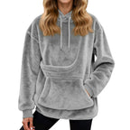 Felpa Oversized in Fleece con Tasca a Marsupio – Maglione Caldo da Donna per Casa