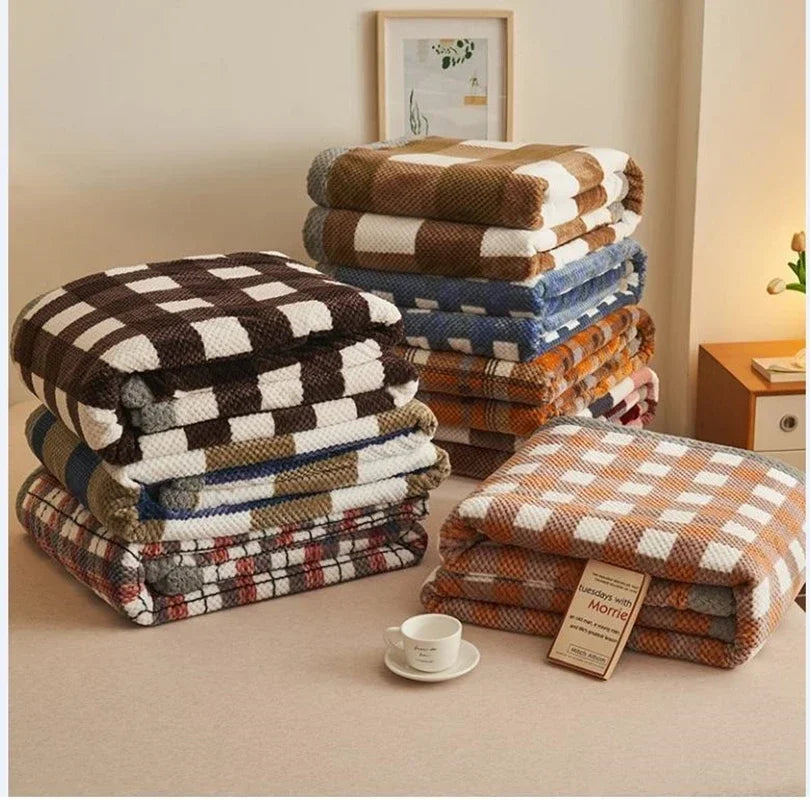 Coperta a Righe – Plaid Morbido per Divano e Letto con Motivo a Quadri Classico