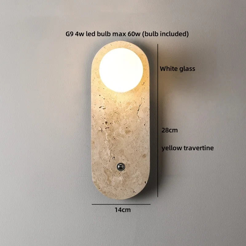 TerraLume Wabi-Sabi Travertino Lampada da Parete LED
