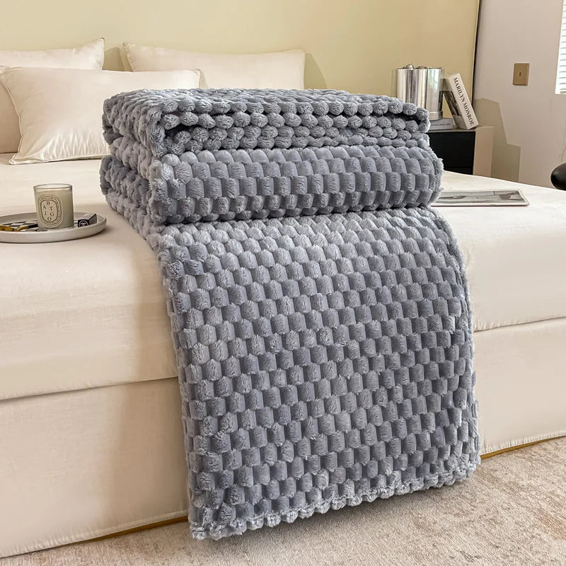 Caelidra - Coperta in Velluto a Righe Calda e Accogliente per Divano e Letto
