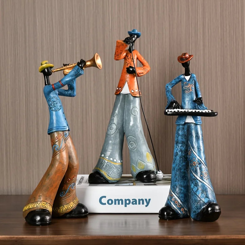 EchoNote – Figura di jazzband in resina per arredamento musicale ispirato al vintage
