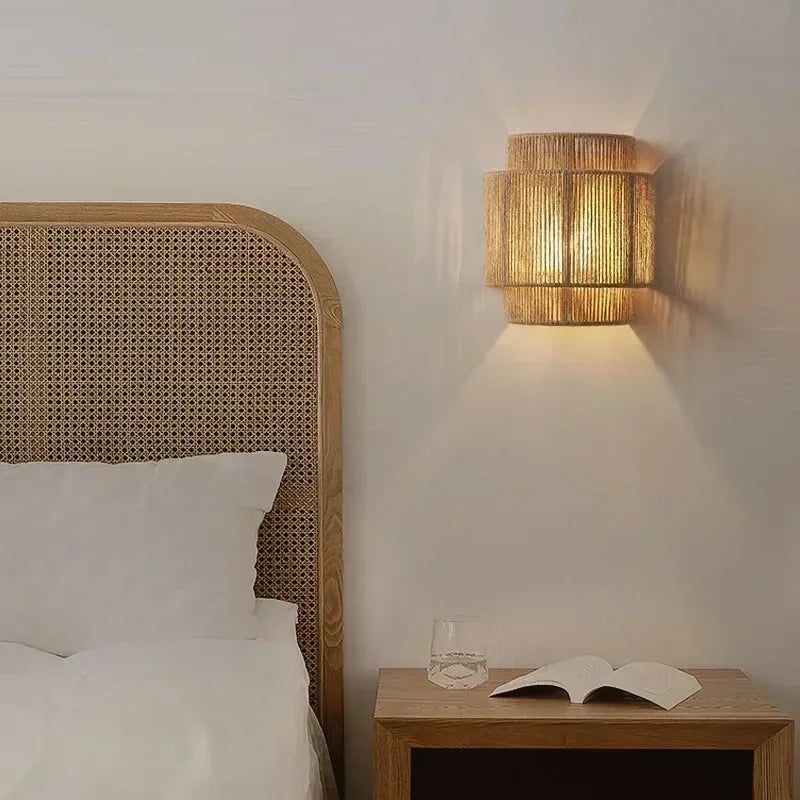 MORI GLOW Lampada da Parete in Cordino di Canapa Fatta a Mano