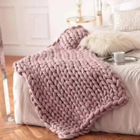 Coperta Chunky Lavorata a Maglia – Plaid Extra Morbido e Caldo per Divano e Letto